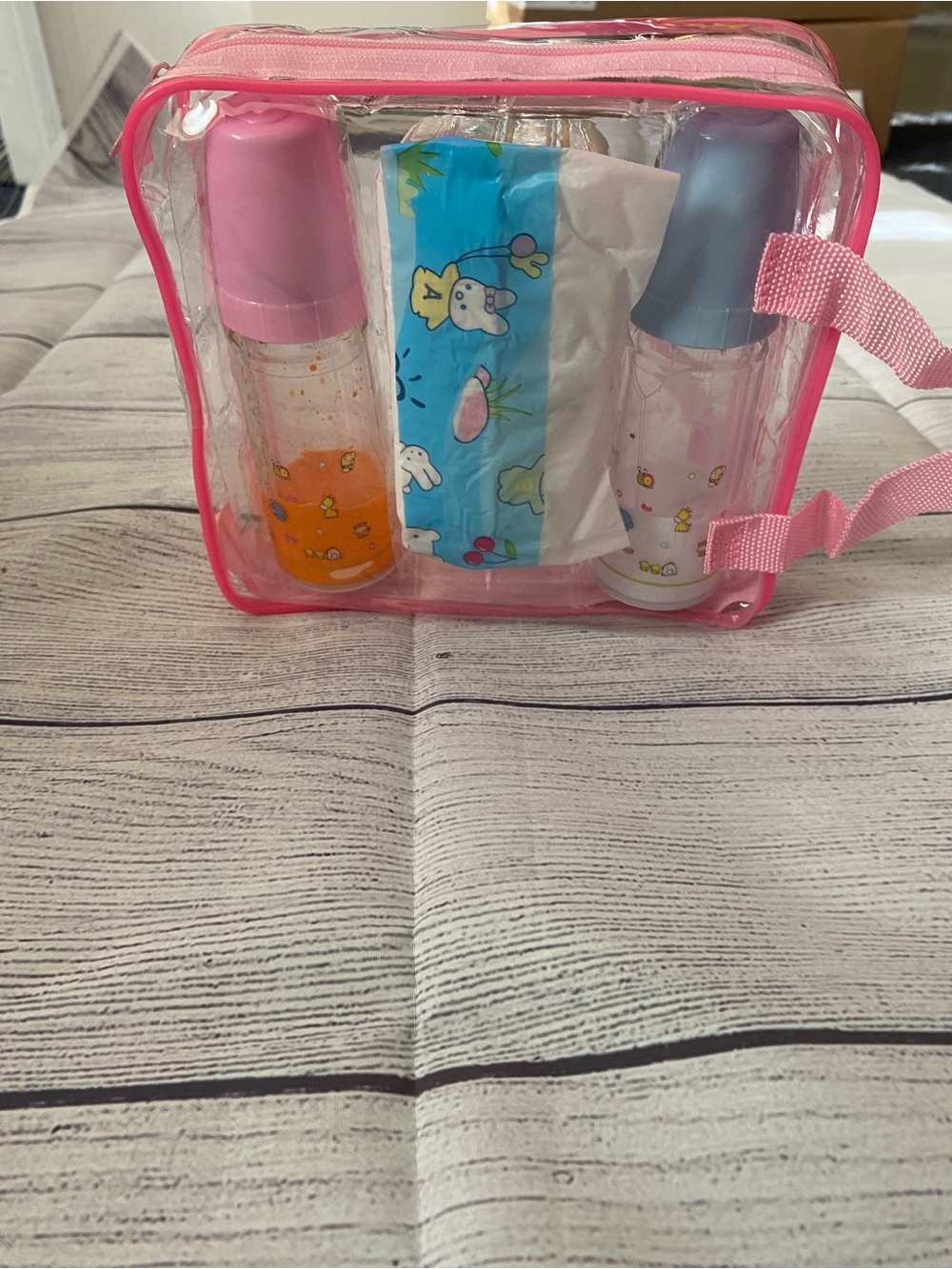 Baby Doll Feeding Set Bottles Diaper Bag Accessories Pretend Play Kit Pink Case
